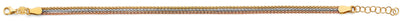 14K Tri Color Gold 3 Line Bracelet