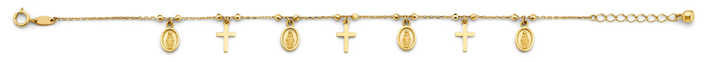 14K Yellow Gold Religious Charm Bracelet