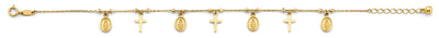 14K Yellow Gold Religious Charm Bracelet