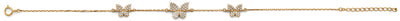 14K Yellow Gold 3 Butterfly CZ Bracelet