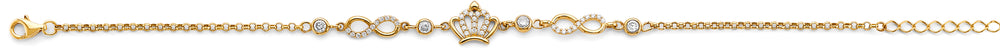 14K Yellow Gold Crown And Infiniti CZ Bracelet
