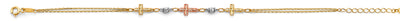 14K Tri Color DC Cross Bracelet