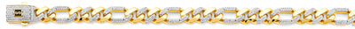 14K Two Tone Gold 9.5mm Monaco Figaro 3+1 With CZ Link Chain