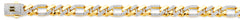 14K Two Tone Gold 9.5mm Monaco Figaro 3+1 With CZ Link Chain