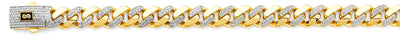 14K Two Tone Gold 11.5mm Monaco Curb With CZ Link Chain