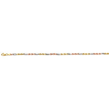 Load image into Gallery viewer, 14K Tri Color Gold 3mm Hollow Figaro Rope Chain