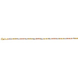 14K Tri Color Gold 3mm Hollow Figaro Rope Chain
