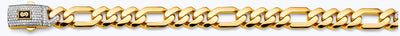 14K Two Tone Gold 11.5mm Monaco Figaro 3+1 With CZ Lock Chain