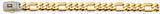 14K Two Tone Gold 11.5mm Monaco Figaro 3+1 With CZ Lock Chain