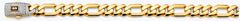 14K Two Tone Gold 11.5mm Monaco Figaro 3+1 With CZ Lock Chain