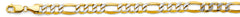 14K Two Tone 8.6mm Hollow Bevel Figaro 3+1 WP Chain