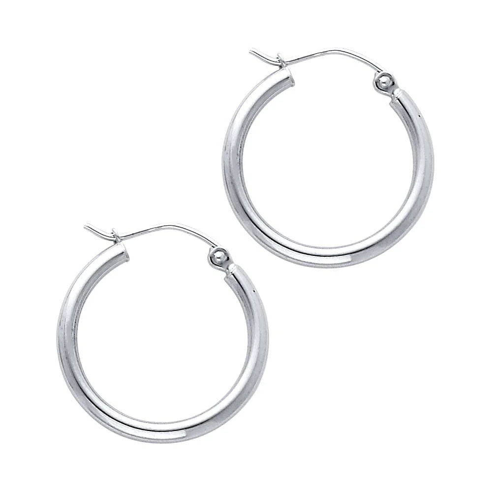 14K White Gold 2mm Hoop Earrings