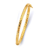 14K Yellow Gold Half Round Dome Diamond Cut Hollow Oval Bangle