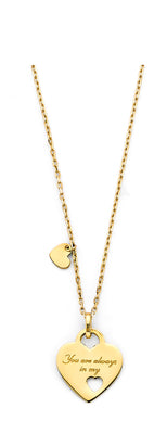 14K Yellow Gold You Are Always in My Heart Necklace, Length 17