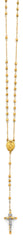 14K Two Tone Gold 3mm Disco Ball Rosary Necklace