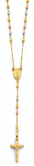 14K Tri Color Gold 2.5mm Disco Ball Rosary Necklace