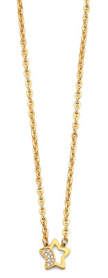 14K Yellow Gold CZ Open Star Necklace