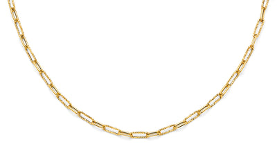 14K Yellow Gold Hollow Paperclip 1+1 Necklace