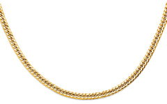 14K Yellow Gold Hollow Concaved Curb Necklace