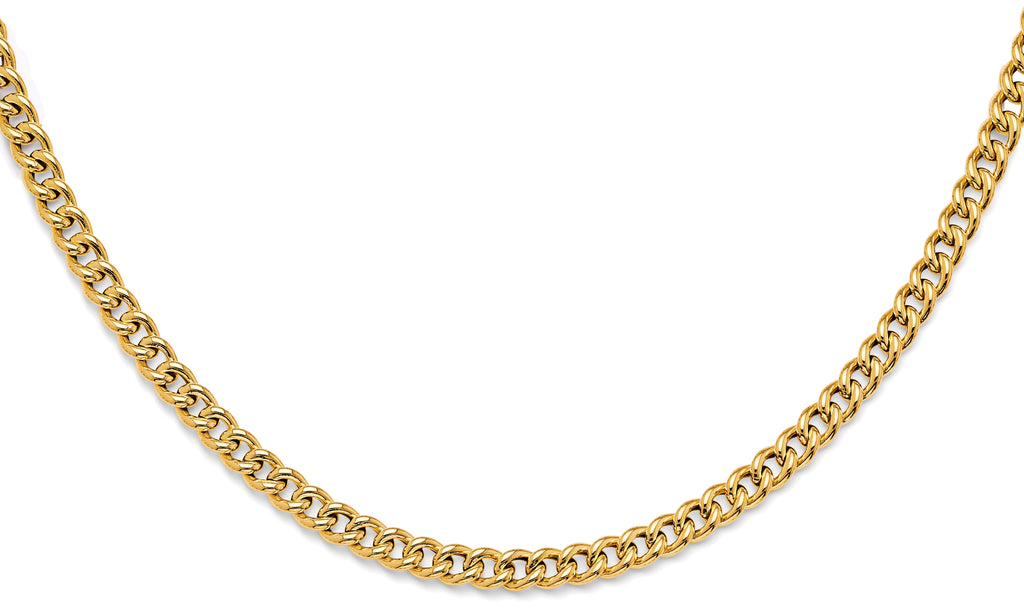 14K Yellow Gold Hollow Roundish Curb Necklace