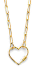 Load image into Gallery viewer, 14K Yellow Gold Open Heart Lock Paperclip Necklace