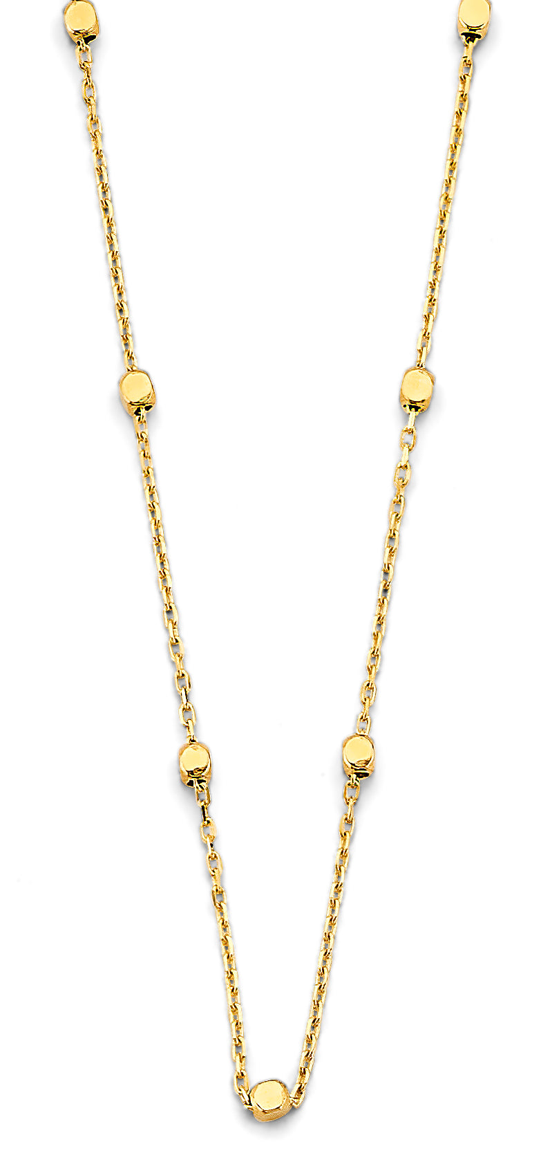 14K Yellow Gold Square Shape Bead Necklace
