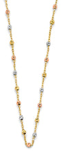 Load image into Gallery viewer, 14K Tri Color Gold Fancy DC Bead Necklace