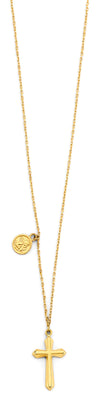 14K Yellow Gold Light Necklace With Cross And Baby Angel