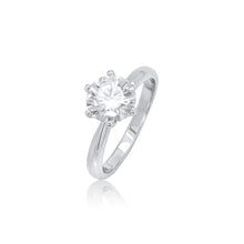 Load image into Gallery viewer, Sterling Silver Rhodium Plated Moissanite Classic Solitaire Engagement Ring