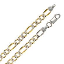 Load image into Gallery viewer, Italian Sterling Silver Yellow Gold Plated Figaro Chain 150 6.2mm with Lobster Clasp Closure