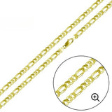 Sterling Silver Yellow Gold Plated Figaro 050-1.8mm Chain with Spring Clasp
