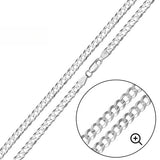 Sterling Silver 080-3mm Solid Pave Curb Chain