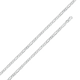 Sterling Silver Pave Figaro 100-4MM Chain with Lobster Clasp