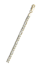Load image into Gallery viewer, Sterling Silver Yellow Gold Plated Pave Figaro Chain with Lobster Clasp
