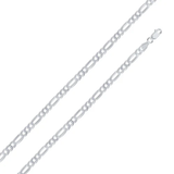 Sterling Silver 120-5MM Solid Pave Figaro Chain