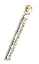 Load image into Gallery viewer, Sterling Silver Yellow Gold Plated Pave 250-10mm Figaro Chain with Lobster Clasp