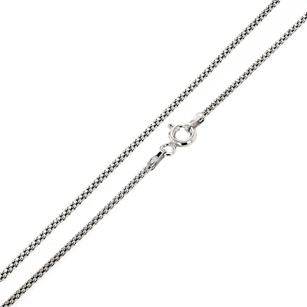Sterling Silver Popcorn 020-1.4 mm Chain with Spring Clasp Closure