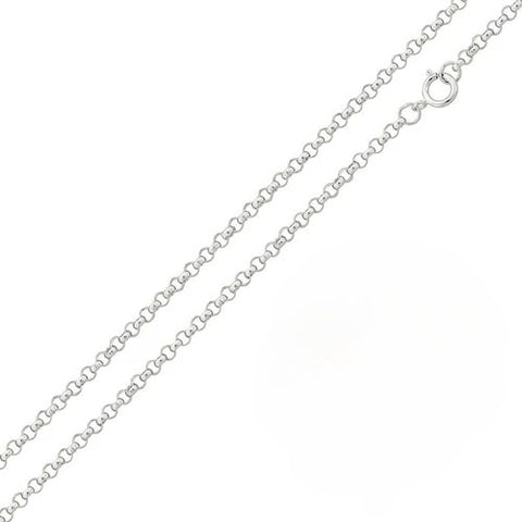 Sterling Silver Rhodium Plated Rolo Chain 016-1.5MM with Spring Clasp