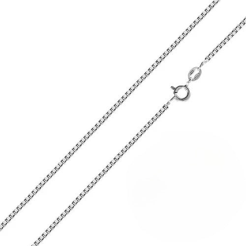 Sterling Silver Solid 015-.9MM Rhodium Plated Round Box Chain