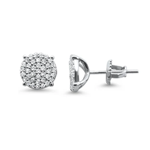 Load image into Gallery viewer, Sterling Silver 6mm Micro Pave Round CZ Stud Earrings