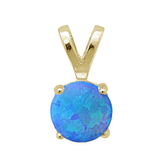 Sterling Silver Yellow Gold Plated Round Blue Opal Pendant