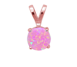 Sterling Silver Rose Gold Plated Round Pink Opal Pendant
