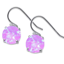 Load image into Gallery viewer, Sterling Silver Round Fire Pink Opal Earring