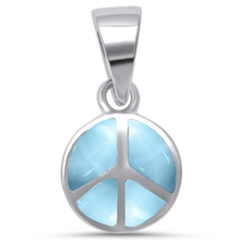Load image into Gallery viewer, Sterling Silver Natural Larimar Peace Sign Charm Pendant