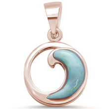 Load image into Gallery viewer, Sterling Silver Rose Gold Plated Natural Larimar Wave Design Pendant