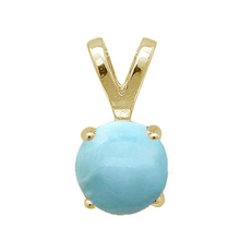 Load image into Gallery viewer, Sterling Silver Yellow Gold Plated Round Natural Larimar Pendant