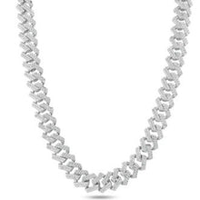 Load image into Gallery viewer, Sterling Silver Rhodium Plated CZ Encrusted Miami Cuban Link Chain, Length 20"
