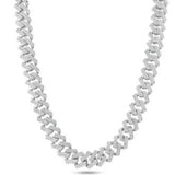 Sterling Silver Rhodium Plated CZ Encrusted Miami Cuban Link Chain, Length 20