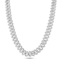 Sterling Silver Rhodium Plated CZ Encrusted Miami Cuban Link Chain, Length 20