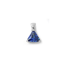 Load image into Gallery viewer, Sterling Silver Blue Sapphire Triangle Shaped Assorted CZ PendantAnd Product Size 11 mm